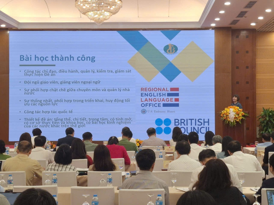 Đại biểu dự Hội nghị tổng kết Đề án dạy và học ngoại ngữ trong hệ thống giáo dục quốc dân giai đoạn 2017-2025. hoi-thao.jpg