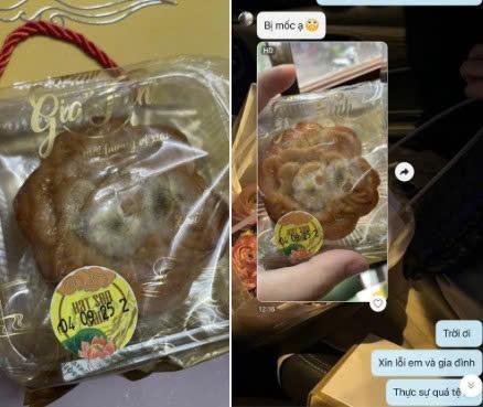 Bánh trung thu bị mốc theo phản ánh của khách hàng. Ảnh: NVCC