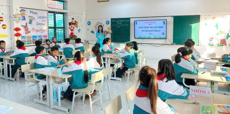 Một lớp học của Trường Tiểu học Nghĩa Lợi (Quỹ Nhất, Ninh Bình). Ảnh: NVCC