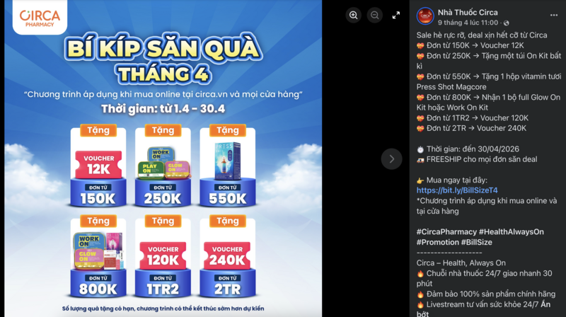 Thông báo về chương trình khuyến mại trên fanpage được cho là của Circa. Ảnh chụp màn hình