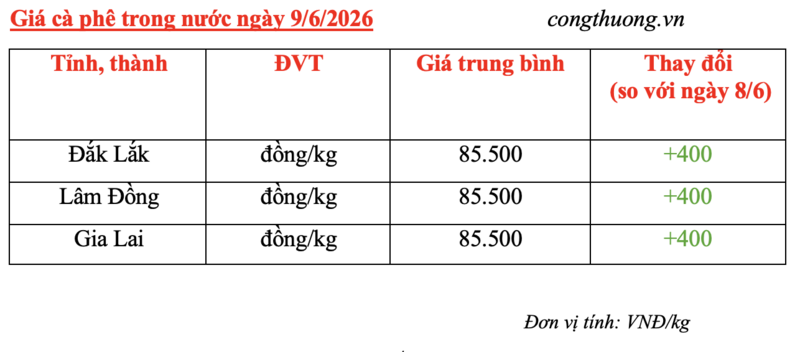Giá cà phê hôm nay 9/6/2026: Tăng nhẹ 400 đồng/kg - 4