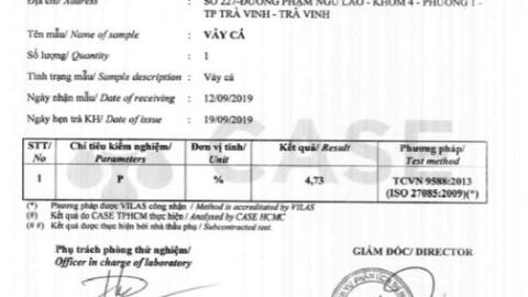 Xác định hàm lượng đạm thô, canxi và photpho trong phế phẩm vảy cá lóc