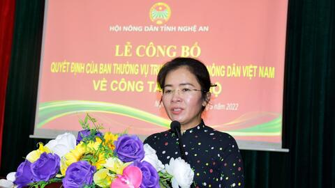 Hội Nông dân tỉnh Nghệ An có tân Phó Chủ tịch