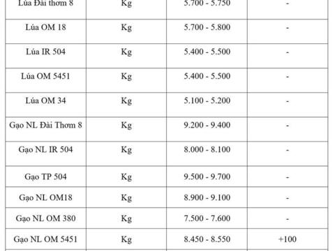 Giá lúa gạo hôm nay ngày 3/4: Gạo nguyên liệu xuất khẩu tăng nhẹ