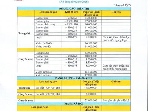 BÁO GIÁ QUẢNG CÁO 2026