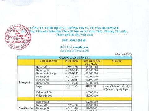 BÁO GIÁ QUẢNG CÁO 2026