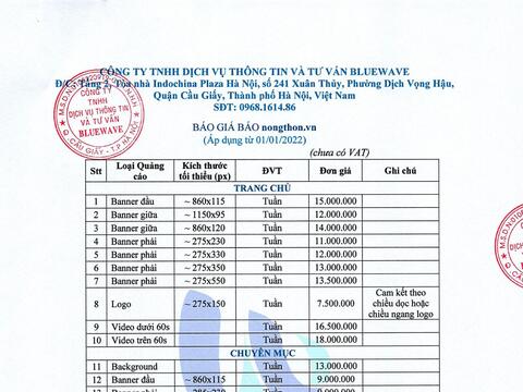 BÁO GIÁ QUẢNG CÁO 2022