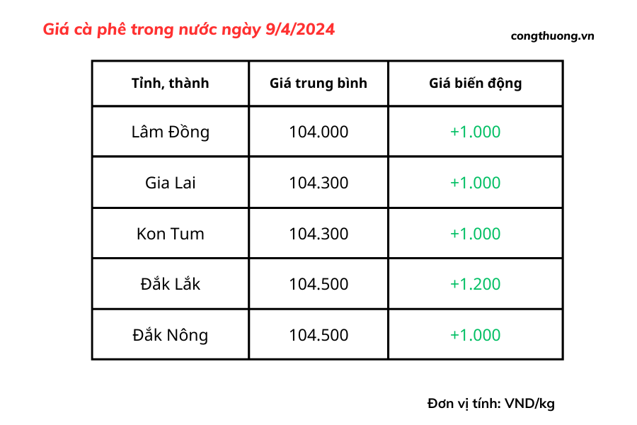 Giá cà phê hôm nay, 9/4/2024: Giá cà phê trong nước gần 105.000đ/kg