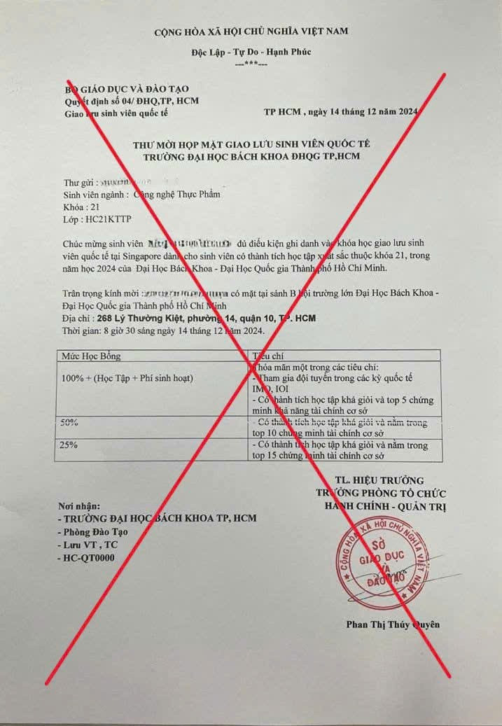Thư mời họp mặt giao lưu sinh viên quốc tế mạo danh Trường Đại học Bách khoa (Đại học Quốc gia TPHCM). Ảnh: NTCC no-ro-bay-lua-dao-sinh-vien-dip-cuoi-nam-2.jpg