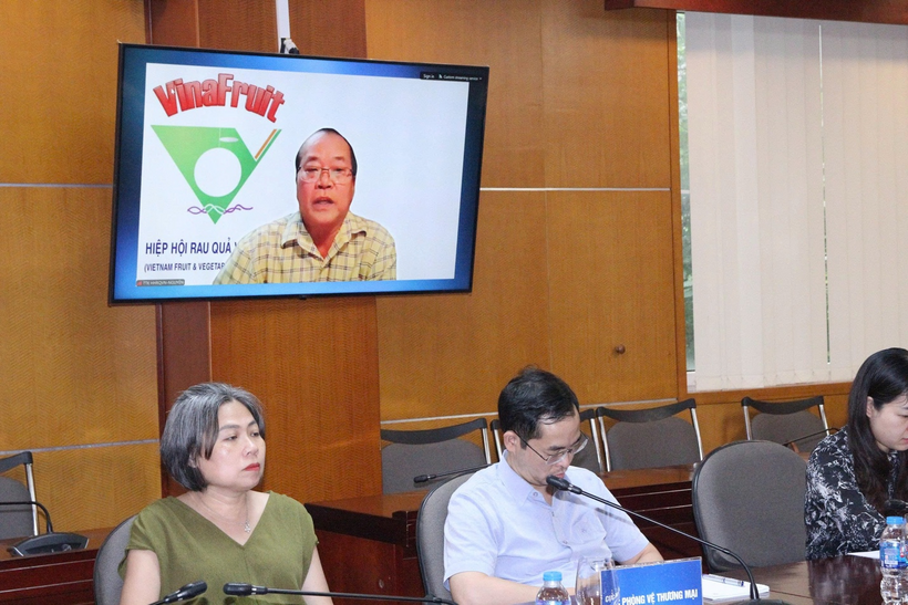 Ông Đặng Phúc Nguyên - Tổng thư ký Hiệp hội Rau quả Việt Nam - chia sẻ trực tuyến tại hội nghị