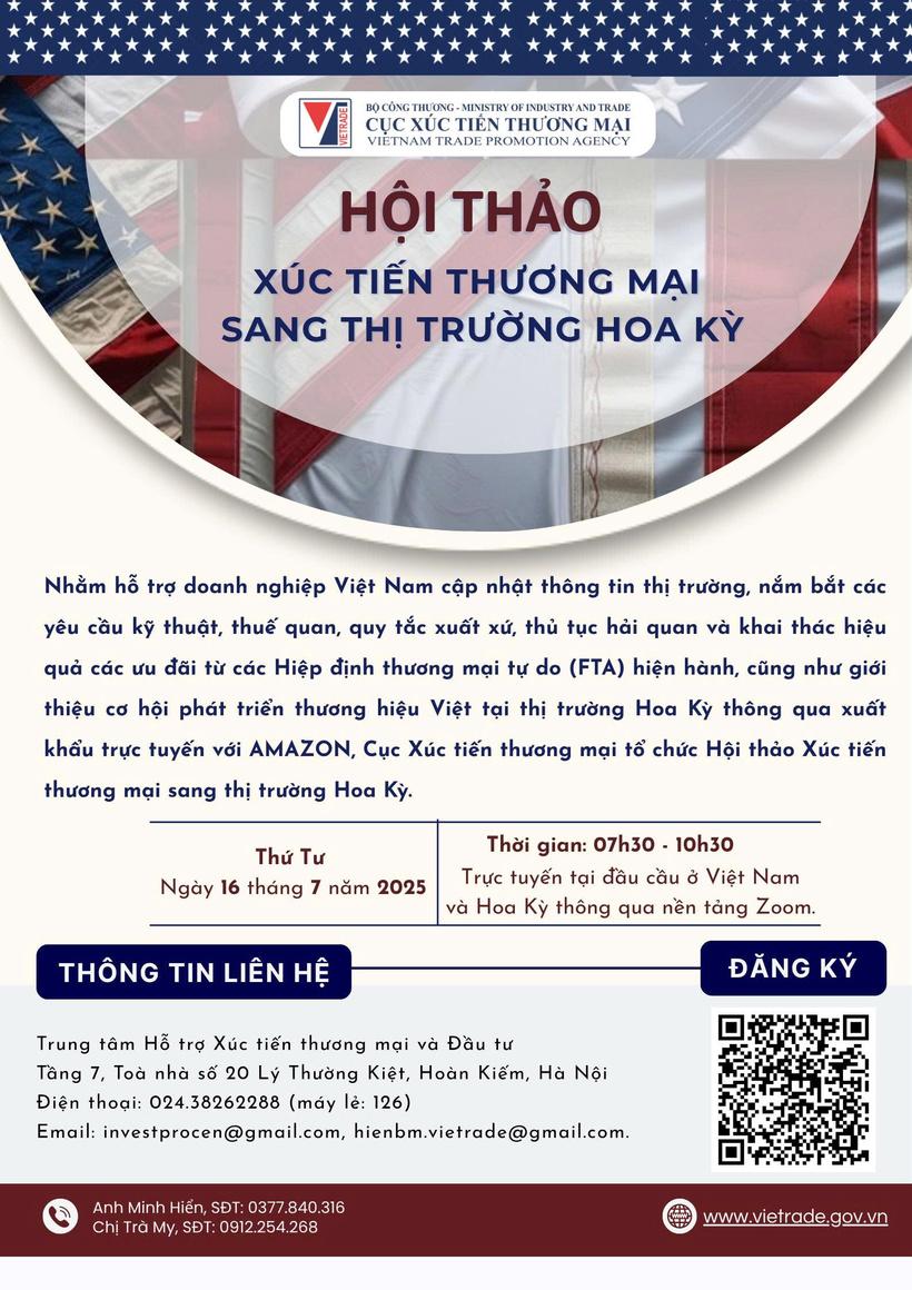 Hội thảo hỗ trợ xúc tiến thương mại sang thị trường Hoa Kỳ. Ảnh Cục Xúc tiến thương mại