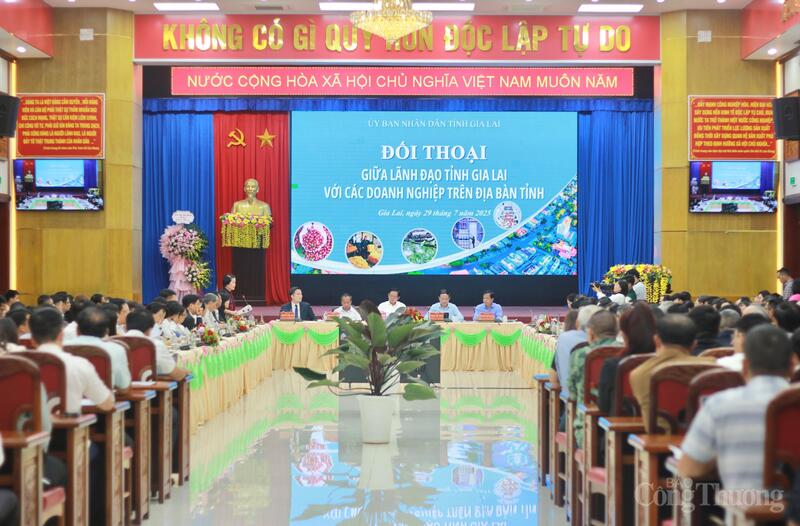 Quang cảnh buổi đối thoại giữa lãnh đạo tỉnh với các doanh nghiệp trên địa bàn tỉnh