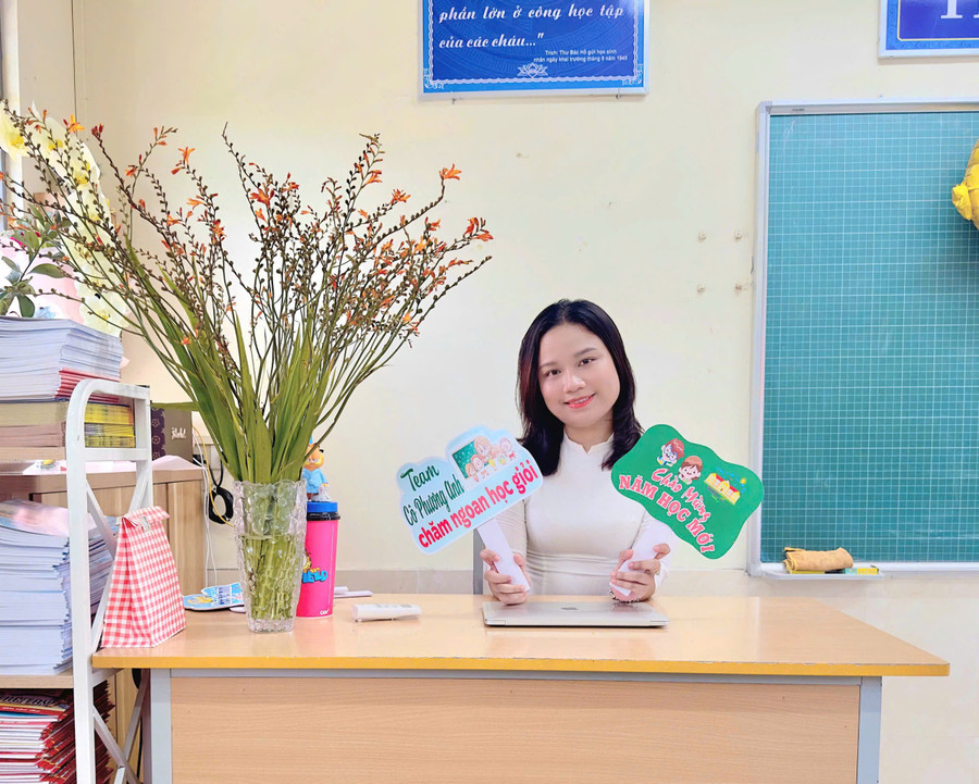 Cô Lê Thị Phương Anh, giáo viên Trường Tiểu học Phú La (Hà Đông, Hà Nội).