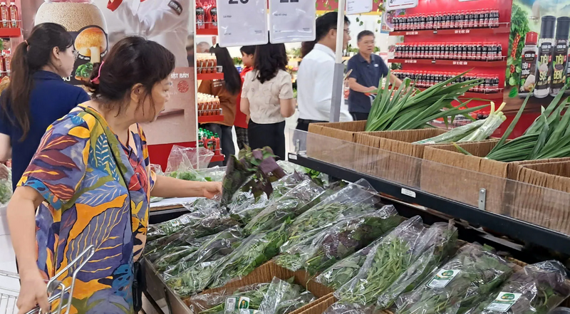 Người tiêu dùng mua rau sạch tại siêu thị Winmart.Ảnh: Hoài Nam.