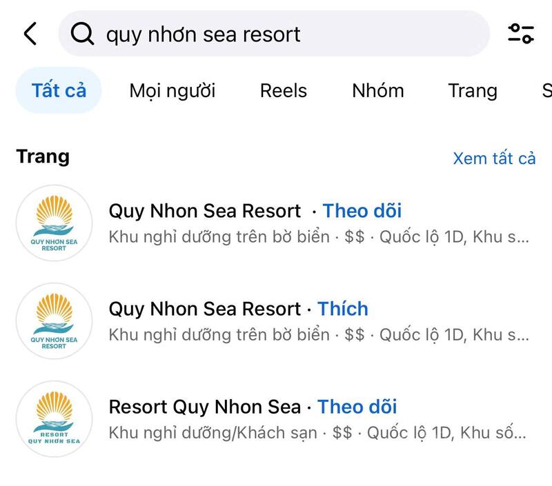 Cùng một khách sạn nhưng xuất hiện hàng chục fanpage với tên gọi tương tự, hình ảnh sao chép giống nhau, thậm chí chạy quảng cáo để tăng độ tin cậy. Ảnh chụp màn hình.