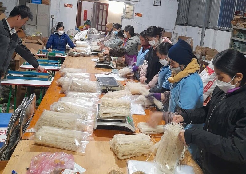 Hàng nông sản trên địa bàn tỉnh được Hợp tác xã nông nghiệp ba sạch Hưng Đạo thu mua về đóng gói theo tiêu chuẩn và phân phối ra thị trường. Ảnh: Hà Lê