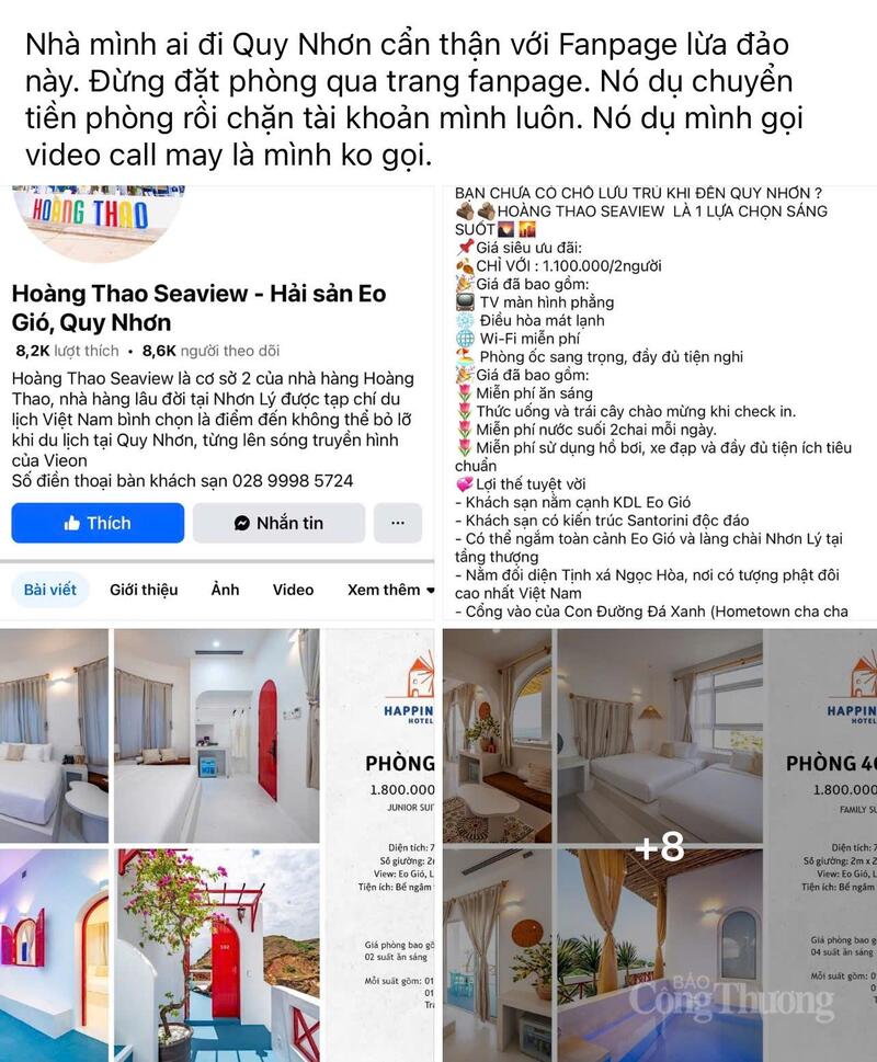 Bài đăng của du khách khi bị lừa đảo đặt phòng khách sạn.