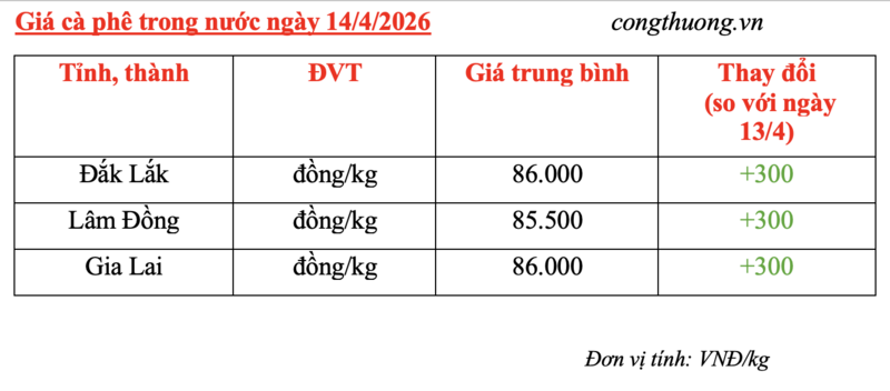 Giá cà phê hôm nay 14/4/2026: Tăng nhẹ 300 đồng/kg - 5