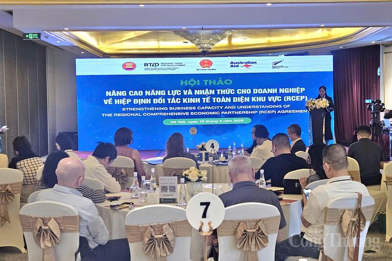 Hội thảo “Nâng cao năng lực và hiểu biết của doanh nghiệp về Hiệp định Đối tác Kinh tế Toàn diện Khu vực (RCEP)”. Ảnh: Việt Khoa