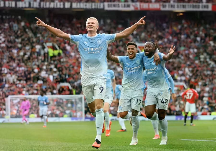 Bàn thắng gây tranh cãi được thực hiện bởi tiền đạo Erling Haaland. Ảnh: Getty. man-utd-4.jpg